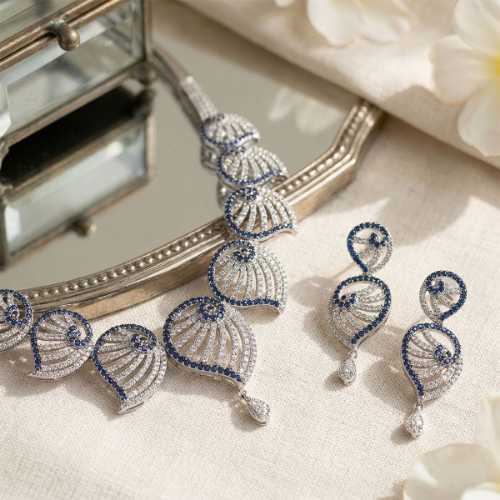 Elegant-Silver-Peacock-Bridal-Set